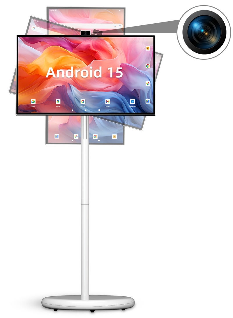 VLH 27 Inch Rolling Smart TV with 1080P Touch Screen, Android 15 OS, MTK 8-core CPU, 6G+128G Storage, 8MP Camera, 4-6H Battery, Rotatable Display for Home/Office/Outdoor, Arabic & Google Play - Image 1